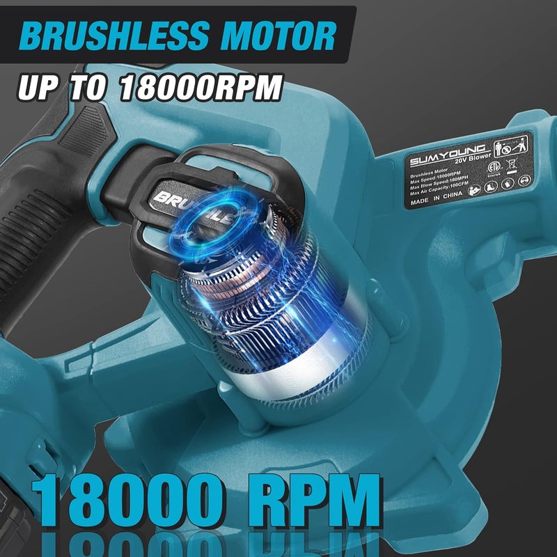 SUMYOUNG Cordless Leaf Blower for Makita 18V Battery,Electric Jobsite Air Blower with Brushless Motor,6 Variable Speed Up to 180MPH,2-in-1 Handle Electric Blower and Vacuum Cleaner(Battery Not Included) - Image 5